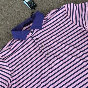 Greyson Mens Savannah Polo Shirt Pink Purple Striped Golf L MSP24K60 NEW